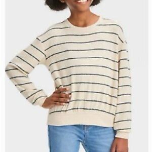 Cat & Jack Cream and Grey Striped Sweater